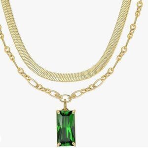 New 14k Gold Plated Moon Herringbone Paperclip Snake Chain Gold Choker Necklace